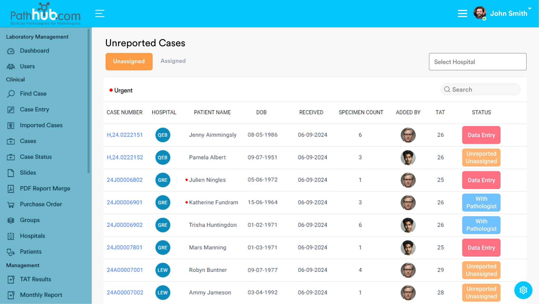 Path unreported case List website view