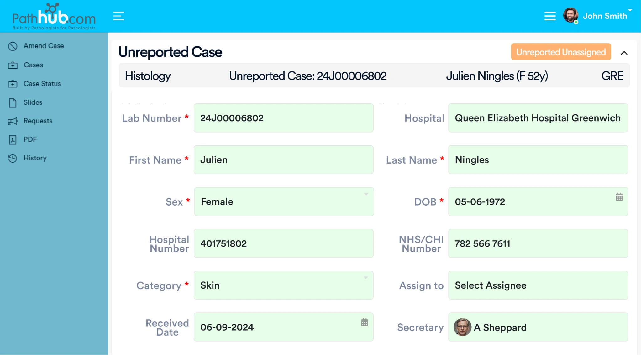 Path unreported case website view