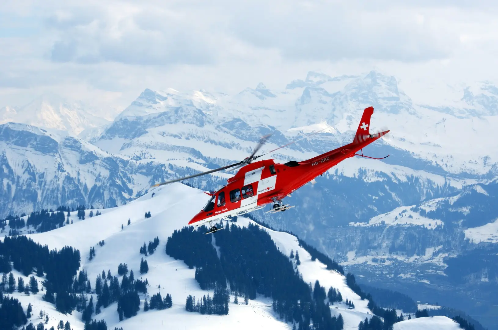 Rescue helipcopter in the mountains